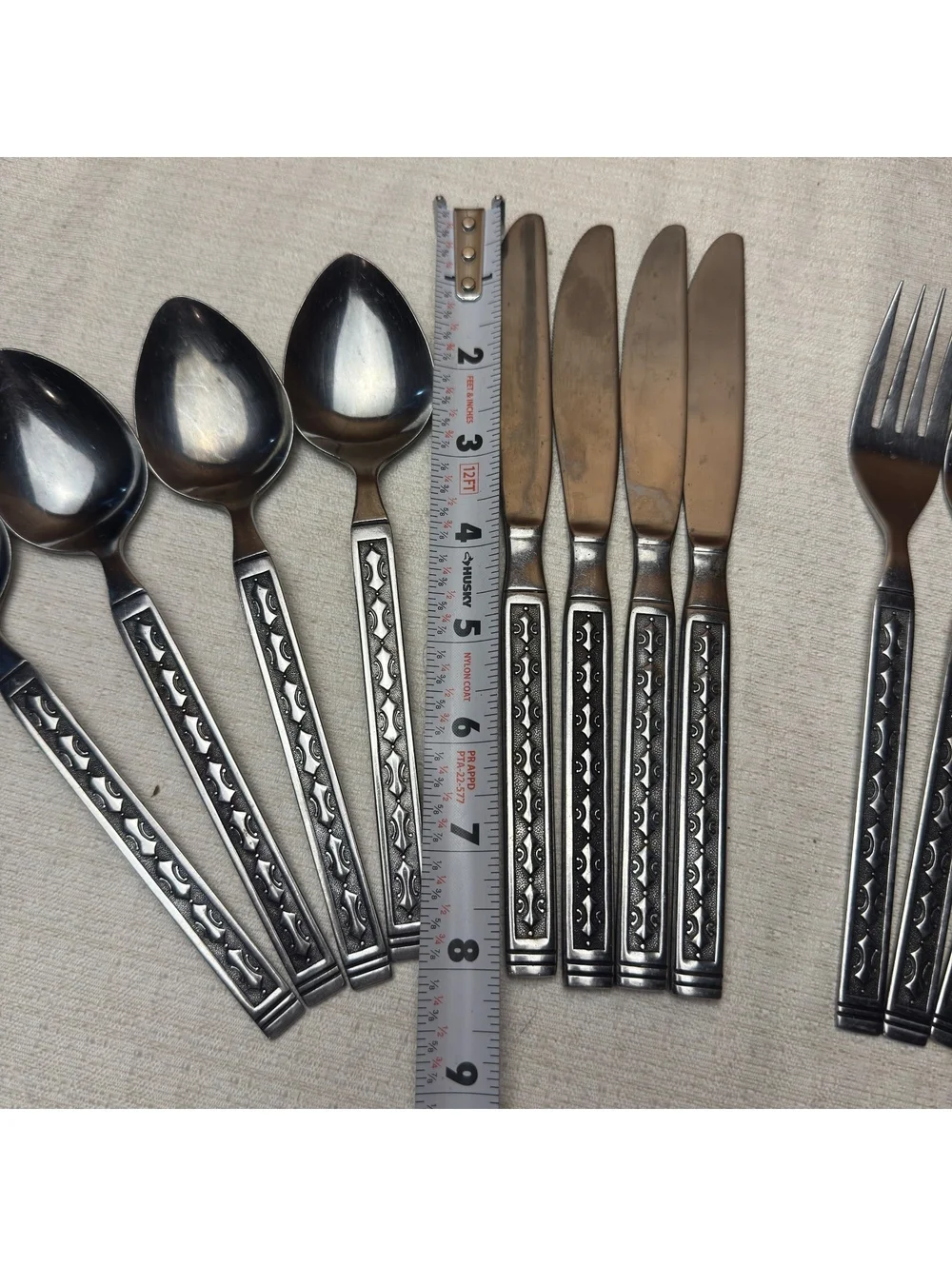 Vintage Douglas Stainless Flatware Set 16 Piece Korea Ornate MCM Service 4